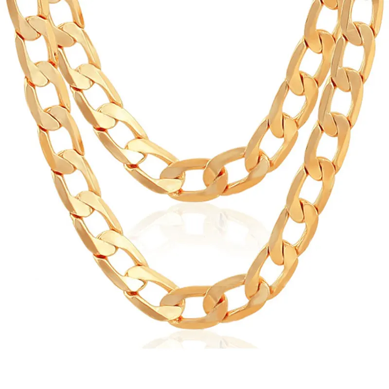 Gold Color Necklace For Men Jewelry Gold Color Chains Necklace 7MM 60CM