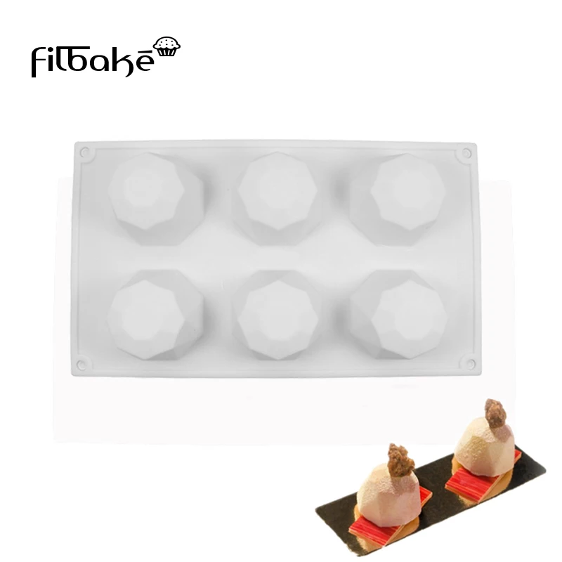 

FILBAKE New Hot Chocolate Moolds 6 With Diamonds Silicone Mold Mousse Model DIY Baking Candy Silicone Tools Chiffon Cake Mold