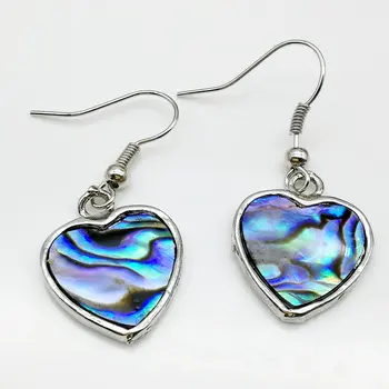 

one pair abalone shell heart earrings hook FPPJ wholesale beads unique shape