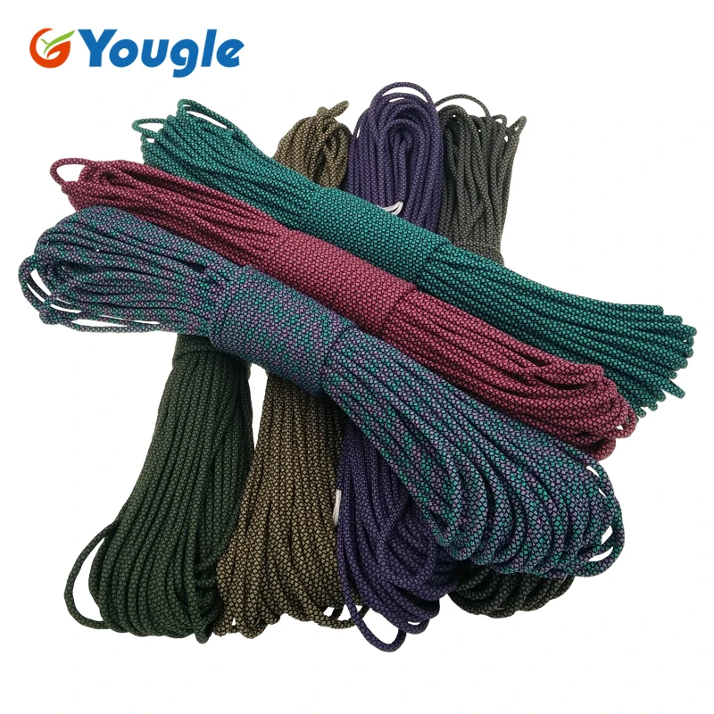 Yougle £ 100ft paracord في المظلة الحبل الحبل حبل النوع الثالث 7 حامل التخييم بقاء حبل الجملة 186-192