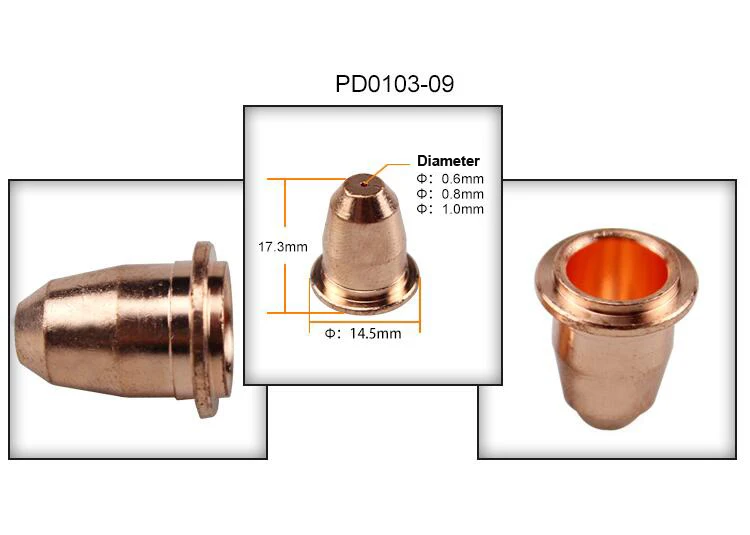 S45 PR0106 электроды PD0103-09 насадки 0,6 мм 0,8 мм 1,0 мм для плазменного резака трафимет расходные материалы комплект фонарь