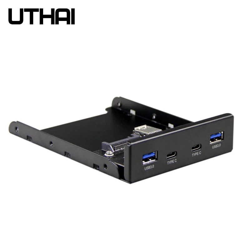 UTHAI G07 4 порта мульти тип-c USB 2,0 USB 3,0 концентратор кронштейн адаптер для рабочего стола 3,5 дюймов разветвитель гибких дисков Передняя панель комбо