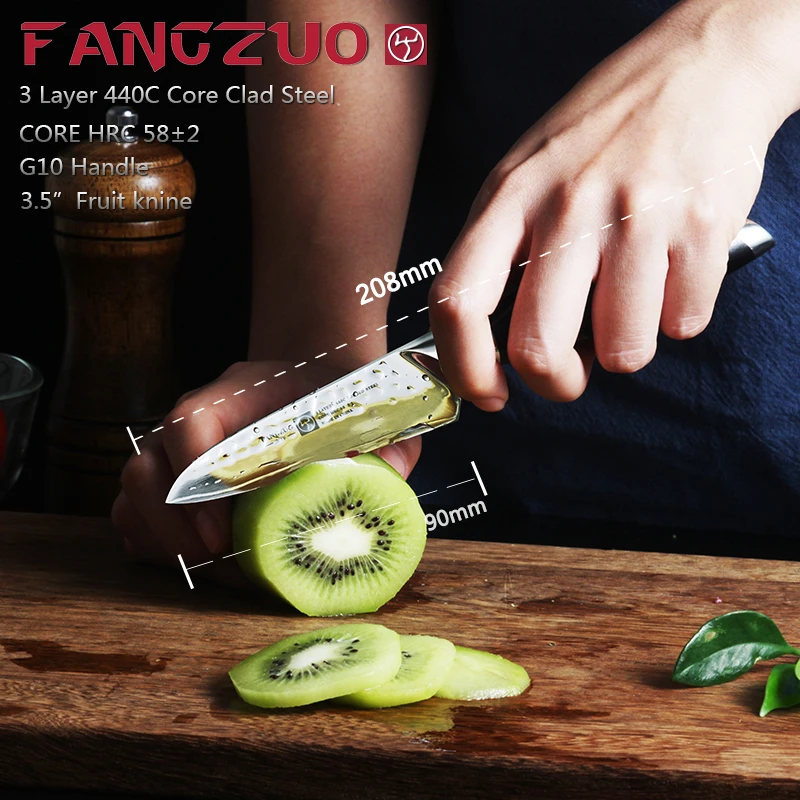 FANGZUO 440C ножи из нержавеющей стали 3," Универсальный нож для кухни лезвие ножей для фруктов Ультра Острый кухонный нож для очистки фруктов