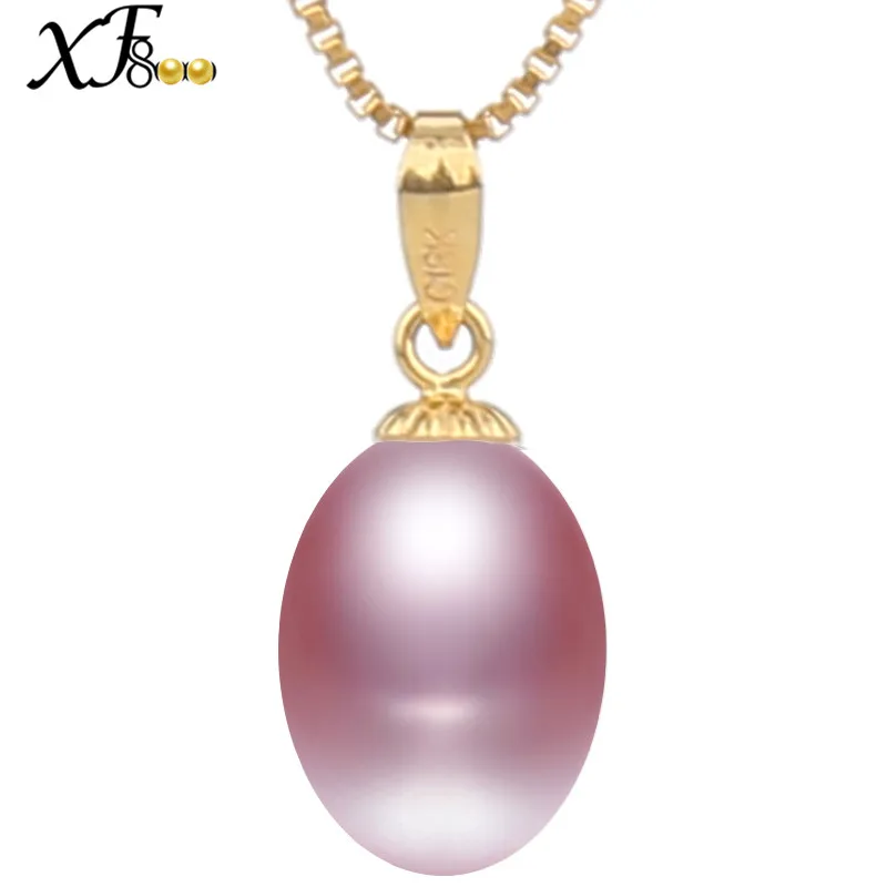 XF800 18K золотое ожерелье с жемчугом Кулон черный жемчуг ювелирные изделия натуральный пресноводный AU750 свадебный подарок для женщин Девушка [D2211] - Цвет камня: Purple