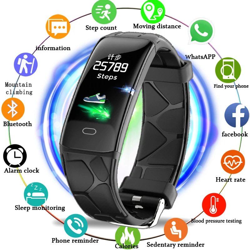 

2019 New smart watch Men Waterproof Sport Wristband fitness tracker Heart rate Blood pressure Smartwatch Support IOS Android+box