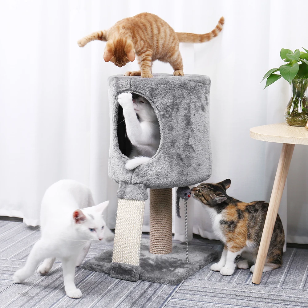 

Cat Tower Kitten Activity Center with Condo, Scratching Post and Mice Toy Great for Small Cat and Kittens