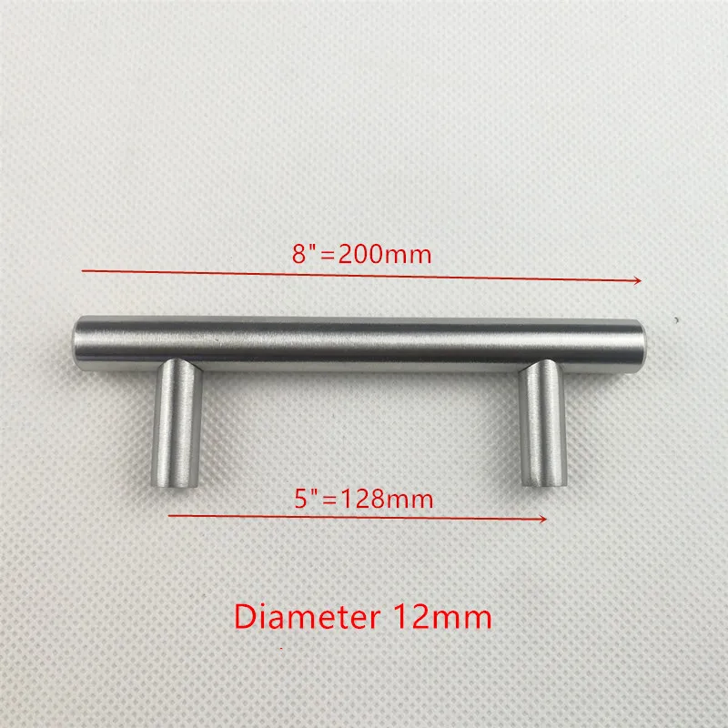 Нержавеющая сталь кухня Матовая дверь шкафа T Бар Ручка Потяните "~ 24" - Цвет: 12 8 inch    128mm