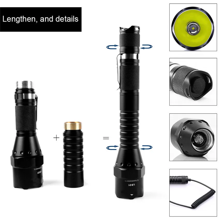 

CARPRIE 2017 LB01 Outdoor Highlight Torch Cree XM-L U2 1000 Lumens Long Shot Flashlight Torch Dropshipping 911