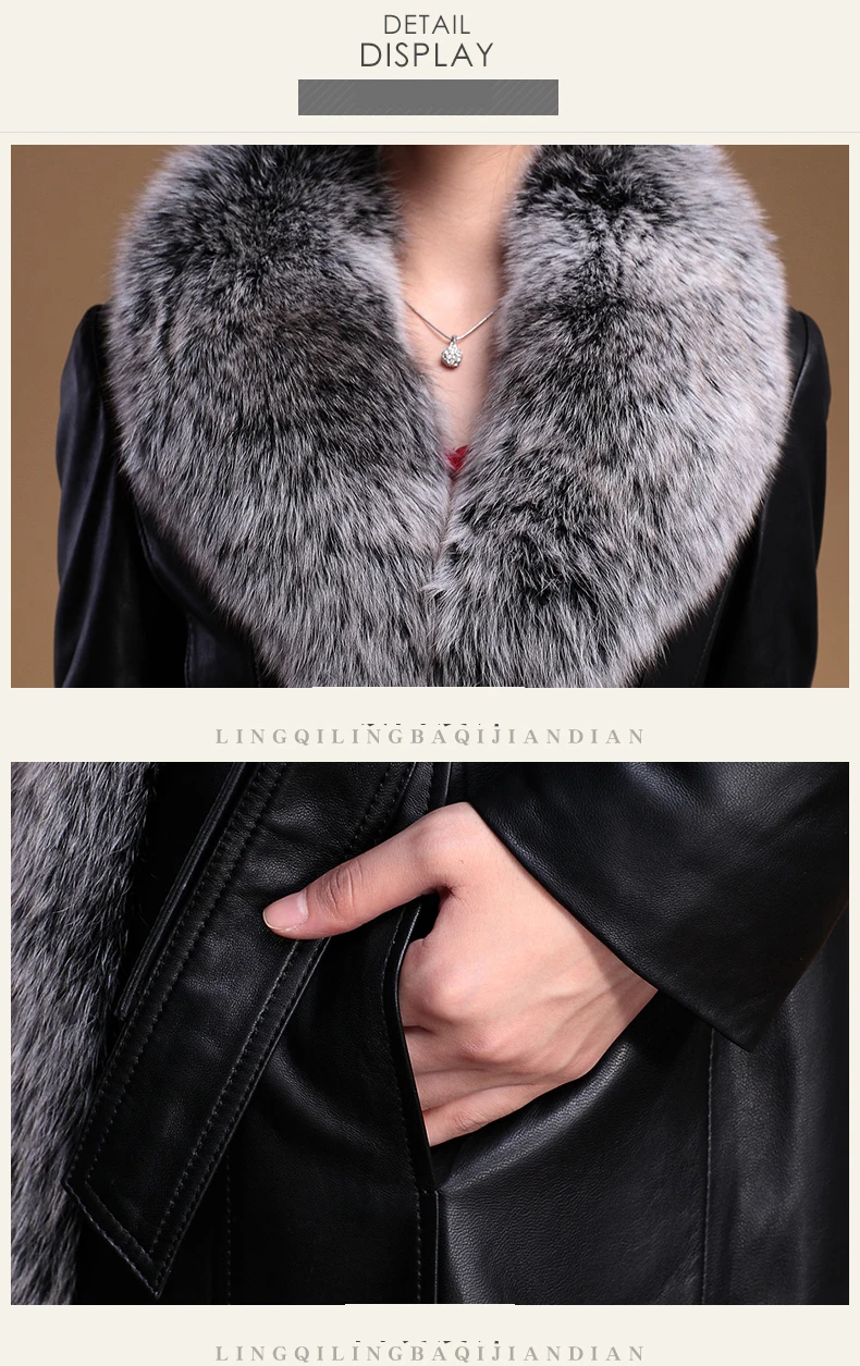 Новая куртка из натуральной кожи, женский пуховик из овчины, зимнее пальто, женская одежда, воротник из лисьего меха размера плюс, длинное пальто Z668