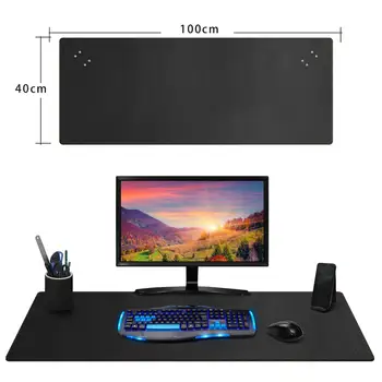

Large PU Desk Pads Laptop Mat with Penholder and Phone Stands 100 x 40CM Extended Multifunctional Black Mouse Pad