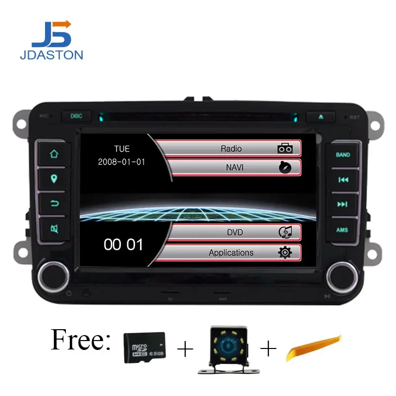 JDASTON 2 الدين سيارة مشغل ديفيدي ل سكودا فولكس واجن فولكس فاجن باسات B6 بولو جولف شاران توران جيتا العلبة T5 تيغوان مقعد راديو GPS نافي