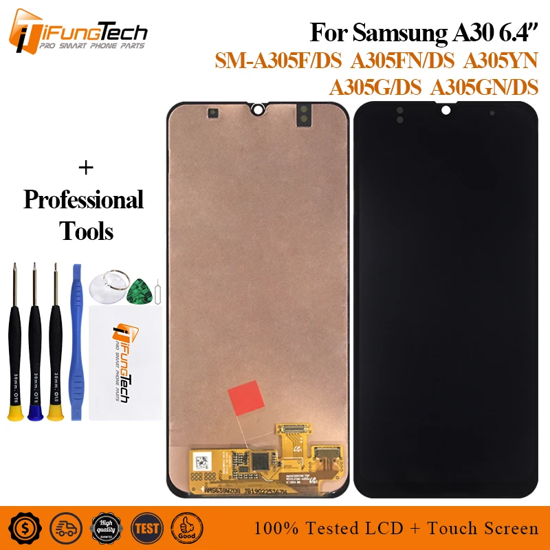 

For Samsung A30 lcd 2019 A305/DS A305F A305FD A305A SM-A305F/DS Touch Screen Digitizer Assembly with frame