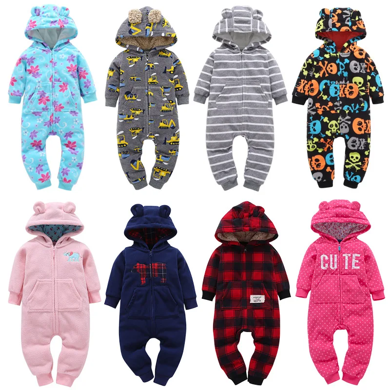 

2018 Baby Clothes Babies Jumpsuit Collar Fleece Newborn Pajamas Infants Baby Boys Clothes Toddler Boys Clothes Coveralls Outwear