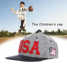 Детская бейсболка джинсовая полосатая шляпа для защиты от солнца США летняя кепка-бейсболка уличная игровая шляпа Кепка с регулировкой размера шапки для мальчиков и девочек