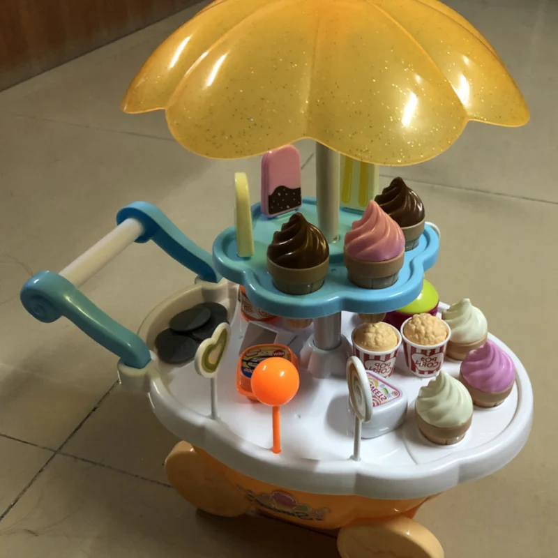 MYHOESWD Groceries ролевые пищевой реквизит пластиковая тележка с мороженым игрушки со светом для детей продвижение 3D дети продукты игрушки набор