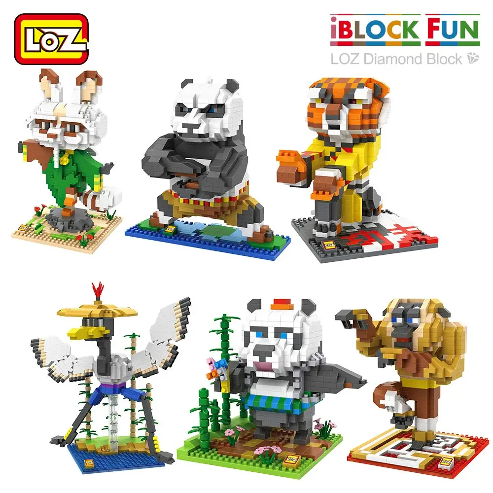Кубик кристалл LOZ игрушечные фигурки животных милый мультфильм панда аниме