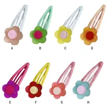 5 шт. корейская детская BB заколка для волос Женская милая пластиковая Цветочная краска для выпечки шпилька блестящая пудра крем карамельный цвет заколка