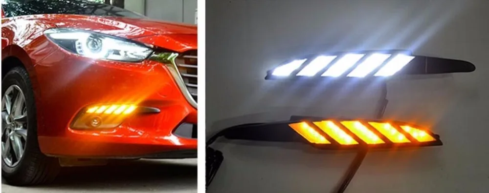 EOsuns led drl белые Противотуманные фары светильник + желтого цвета moving сигнал