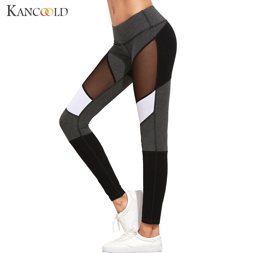 

Hot sale mesh splice fitness leggings trousers for women athleisure 2017 jeggings grey black slim legging pants female Pants 320