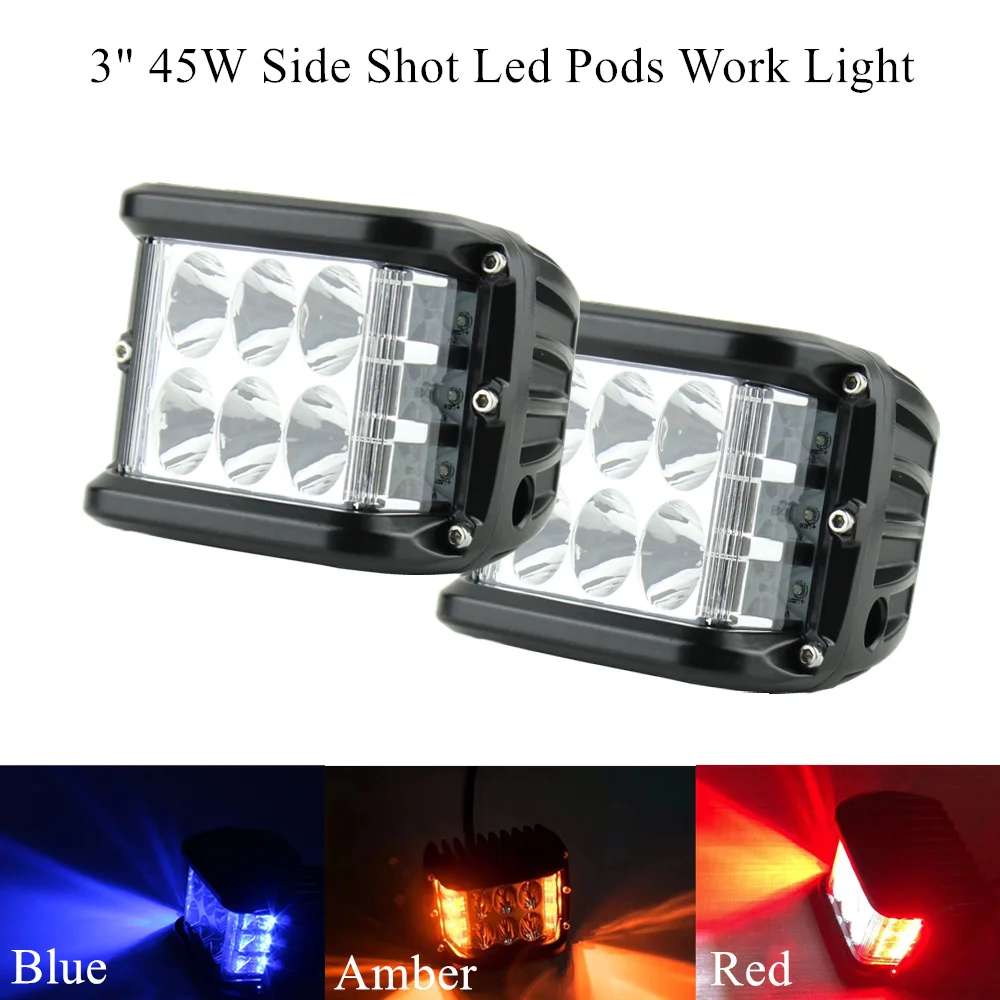 

2 X 45W 3 Side Shot Pod Cubes LED's Spot Driving Fog Light Off Road LED lights Bar Mounting Bracket For Jeep Lamp SUV Boat