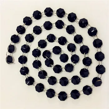 

Crystal Glass Octagon Crystal Beads High Quality Black 14mm 5 Meters For Wedding Decoration New Arrival