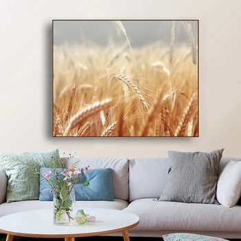 

Laeacco Canvas Painting Nordic Home Decor Wheat Field Posters and Prints Wall Picture for Living Room Kitchen Room Decoration