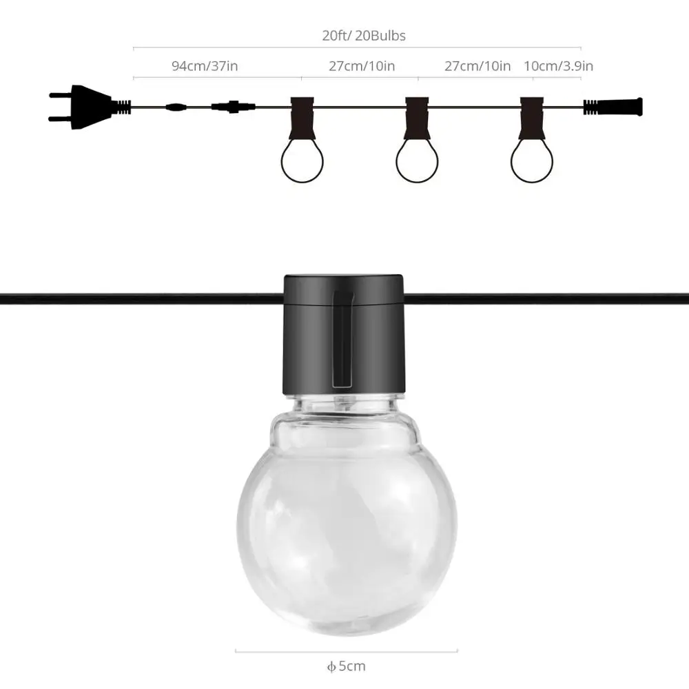 40 лампочек lamp110V/220 V Водонепроницаемый G50 СИД глобусная лампочка гирлянды светильник на открытом воздухе гирлянда свадебное платье для рождественской вечеринки украшение патио лампа