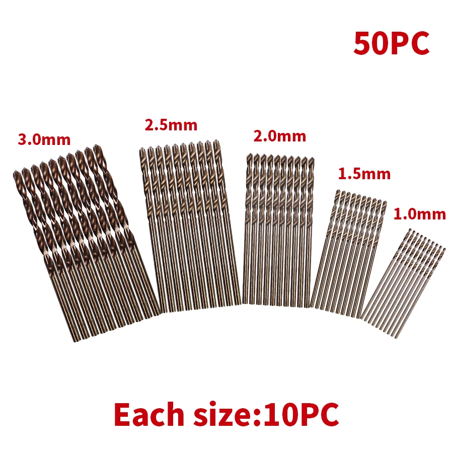 

50Pc Twist Drill Bit Set HSS High Speed Steel Drill Woodworking Wood Tool 1/1.5/2/2.5/3mm For Metal DZ116