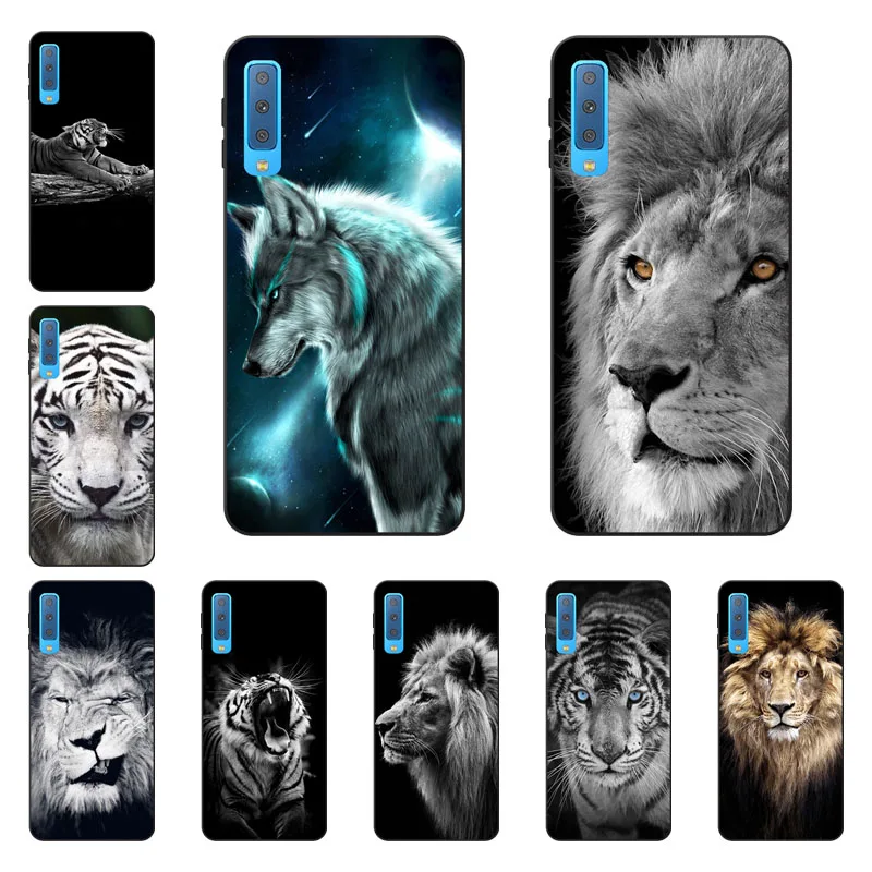 

for samsung galaxy a7 2018 Case,Silicon Tiger lion Painting Soft TPU Back Cover for samsung galaxy a7 2018 Phone Bags shell