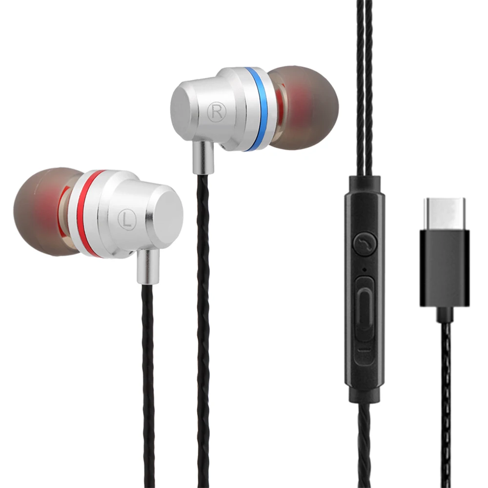 USB Type C In Ear Wired Earphone Headset USB C Earphone Earbuds In line Control w/ Mic for