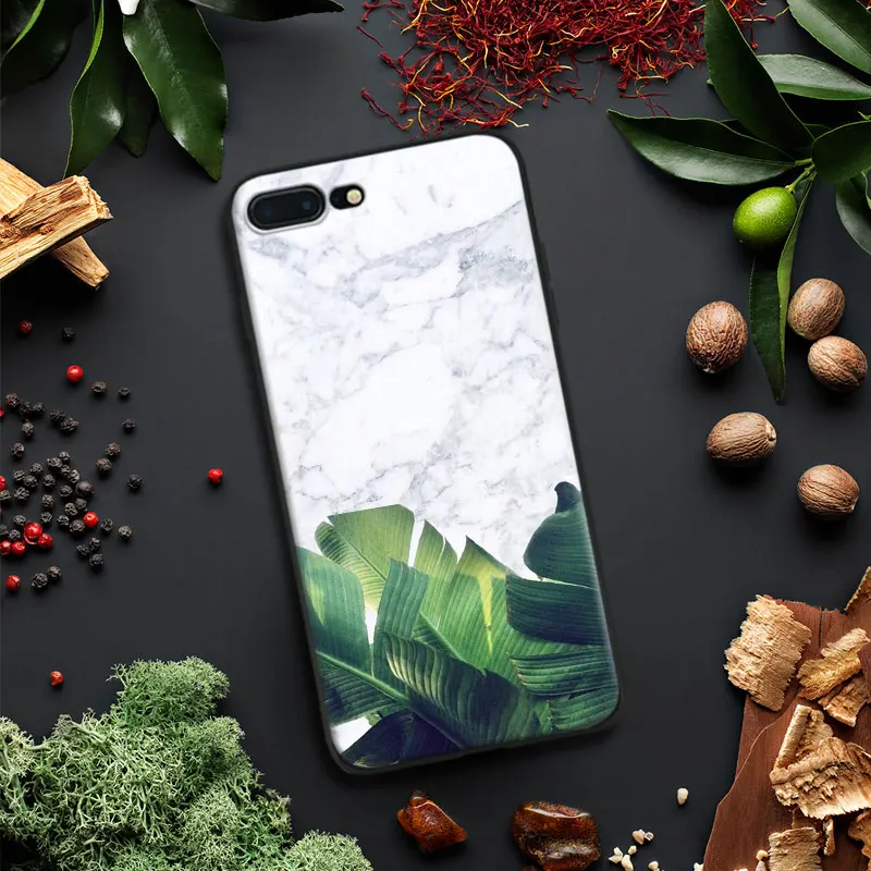 

Marble Green Banana leaf Nature Tpu Soft Silicone Phone Case Cover Shell For Apple IPhone 5 5s SE 6 6s 7 8 Plus X 10
