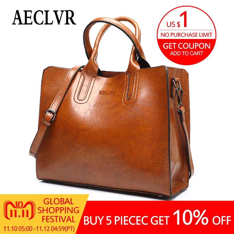ACELURE Leather Handbags Big Women Bag High Quality Casual Female Bags Trunk Tote Spanish Brand Shoulder Bag Ladies Large Bolsos