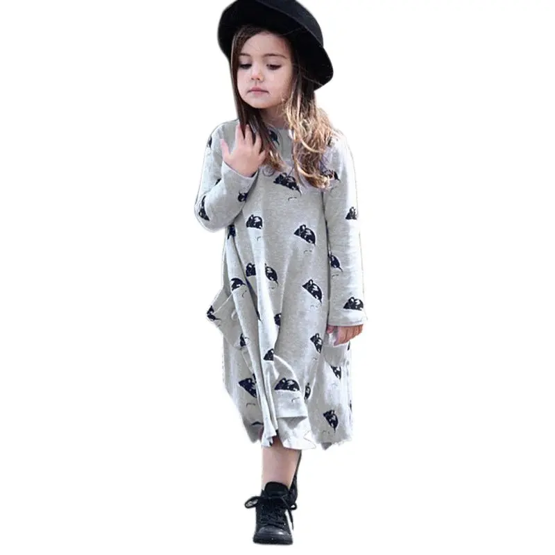 

2017 New Spring Style Girls Cartoon Cute Dresses Mouse Pattern Kids Clothes Children Printed Princess Dresses QL75