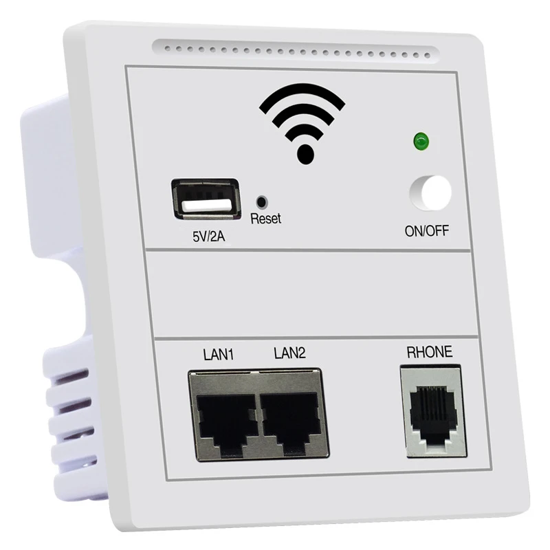 

300Mbps Wireless Access Point Router Wireless In-Wall 86 Type Repeater, Indoor Wall Client+AP 802.3af POE/110V-220V USB 2.0 Port