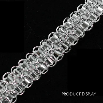 

Braided Gimp Silver Applique Ribbon Decorated LaceTrim 12mm Sewing Supplies for Craft Garment Costume 40yard/ T804