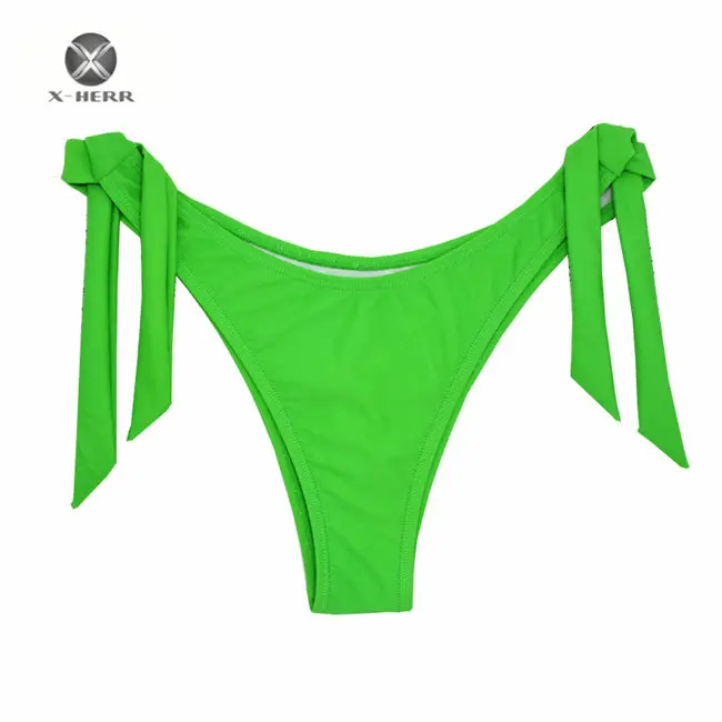 

X-HERR Solid Pure Bikini Bottom Swimwear Side-Tied Women Swimsuit Bikinis 2018 Thong Panties Sunbath Beachwear Sexy Biquini