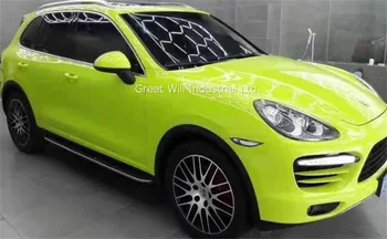 

High Quality Gloss Fluorescent Yellow Vinyl Wrap Film With Air Bubble Free Car Wrap Foil Sticker Fame Will Size 1.52*20M/Roll