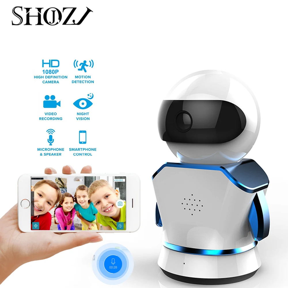 

Robot Home Security IP Camera Wi-Fi CCTV monito Baby Monitor Wireless Mini Network monitor Surveillance Wifi 1080P Night Vision