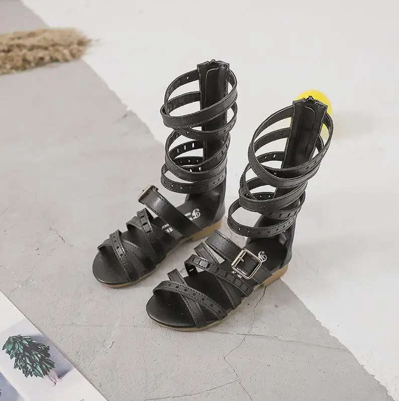 

Summer New European Version of Children's Shoes Roman Girls Hollow Fish Head Sandals Fashion Open toe High Tube Cool Boots