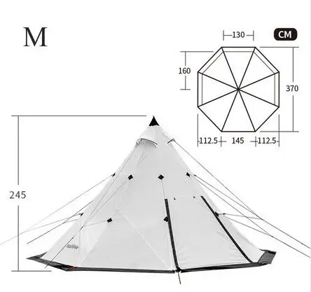 Naturehike Пирамида Открытый Отдых Пеший туризм палатка Семья палатка для 3-8 человек Кемпинг 4 сезон палатка большое пространство кемпинг пеший туризм палатка - Цвет: White M