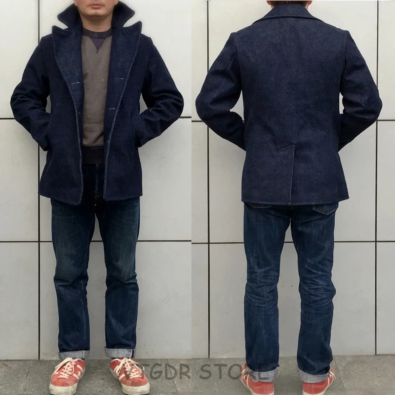 denim jacket under peacoat