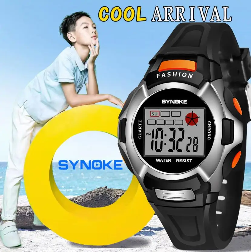 SYNOKE детские электронные часы для мальчиков и девочек студенческие водонепроницаемые спортивные часы светодиодный цифровой Дата наручные часы orologi bambini# N03
