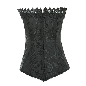 

Lace Trim Brocade Sexy Corset Bustier S-XXL