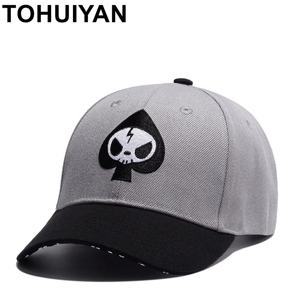 

TOHUIYAN Men Women Adjustable Baseball Cap Skull Embroidery Gorras Snapback Hat Curved Brim Dad Hats Male Female Hip Hop Caps