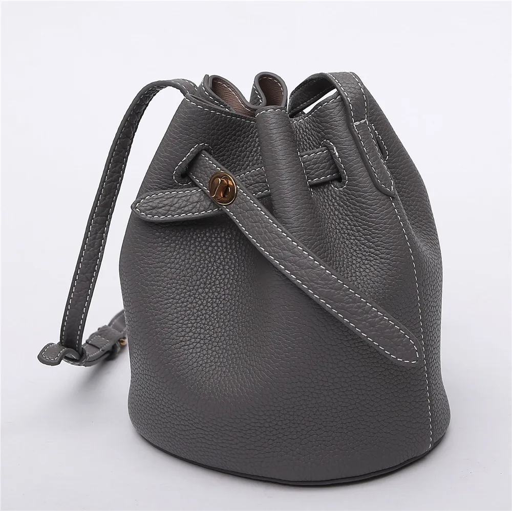 

New Arrival Vintage Style Women Bag Fashion Design Women Bucket Genuine Leather Small Crossbody Bag Famous Brand Lady Bolsa