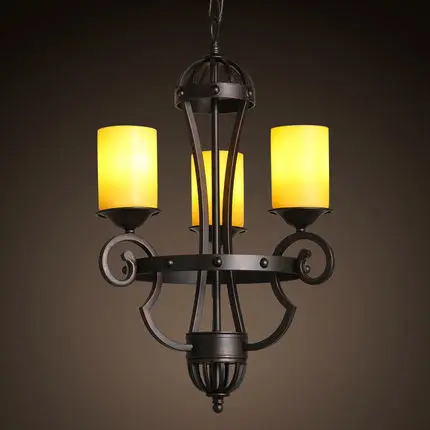 

3 Heads American Country Vintage Matal Pendant Lamp Yellow Candle Shade Warm Loft Light Bedroom Light Dining Light Free Shipping