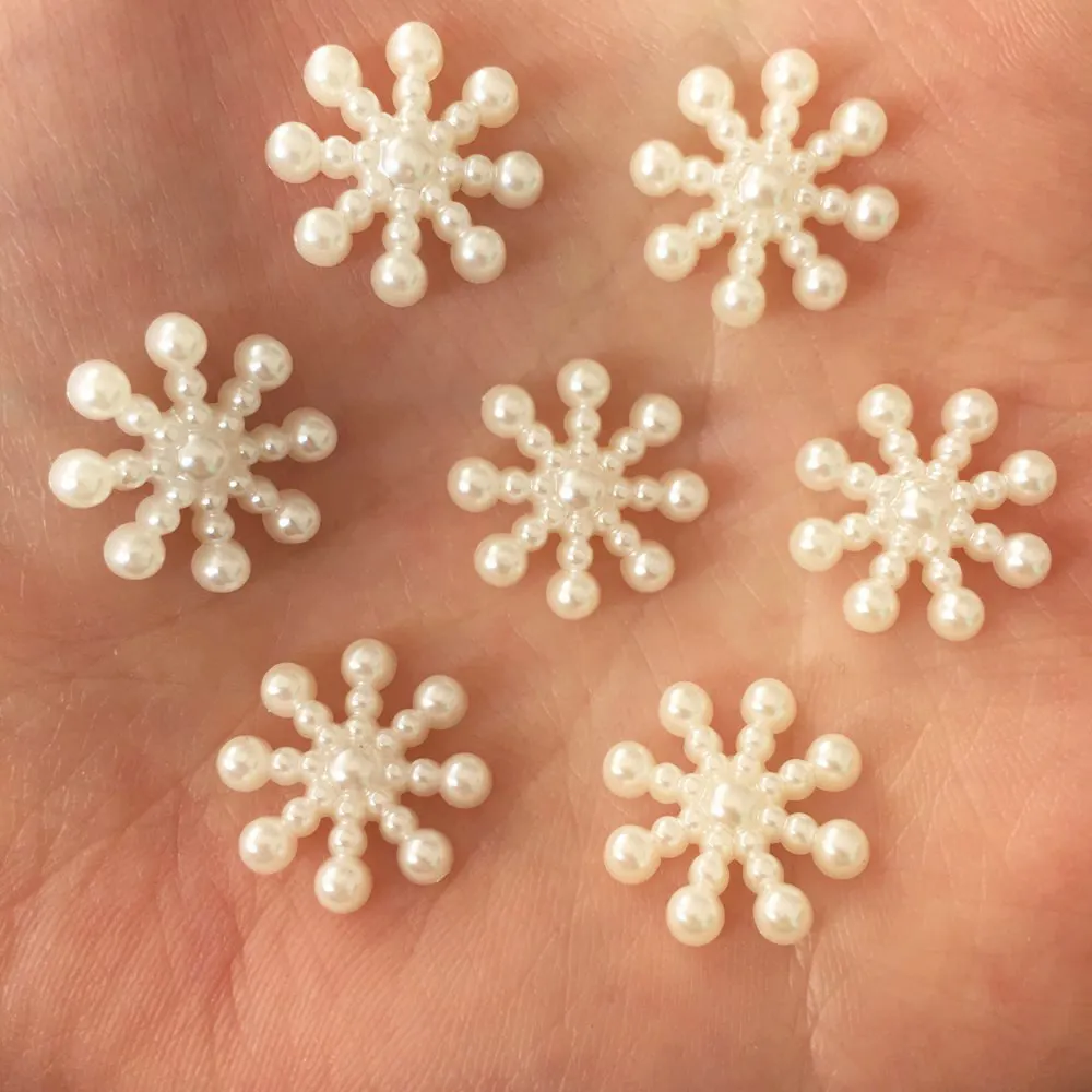 

400pcs Nice 15mm Pearl Delicate Snowflake Scrapbook DIY Craft Flatback Beads B181*10