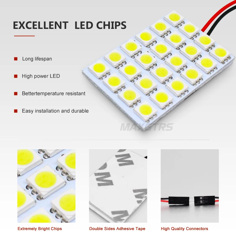 5x T10 BA9S гирлянда 3 адаптеров 6/12/18/24/48 SMD 5050 Светодиодный белый светильник 12V светодиодный чтения Панель салона Купол светильник