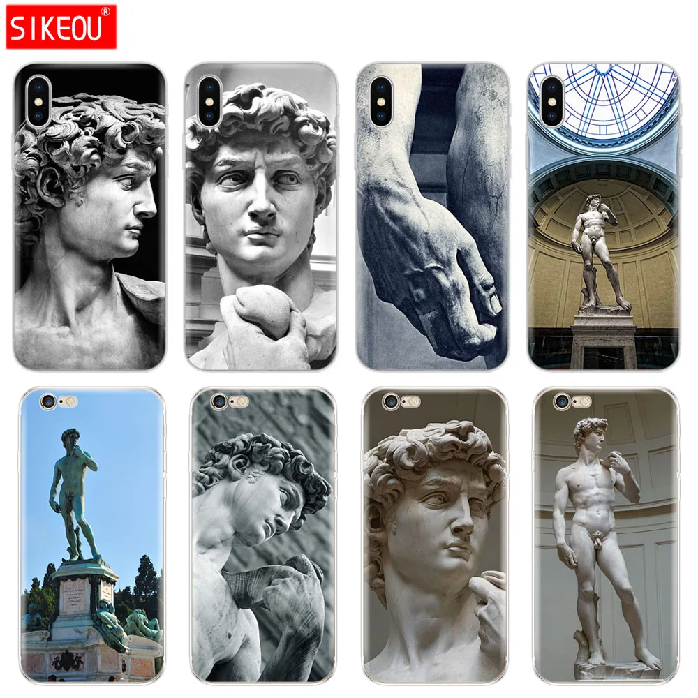 

Silicone Cover Phone Case For Iphone 6 X 8 7 6s 5 5s SE Plus 10 XR XS Max Case Statue Michelangelo david