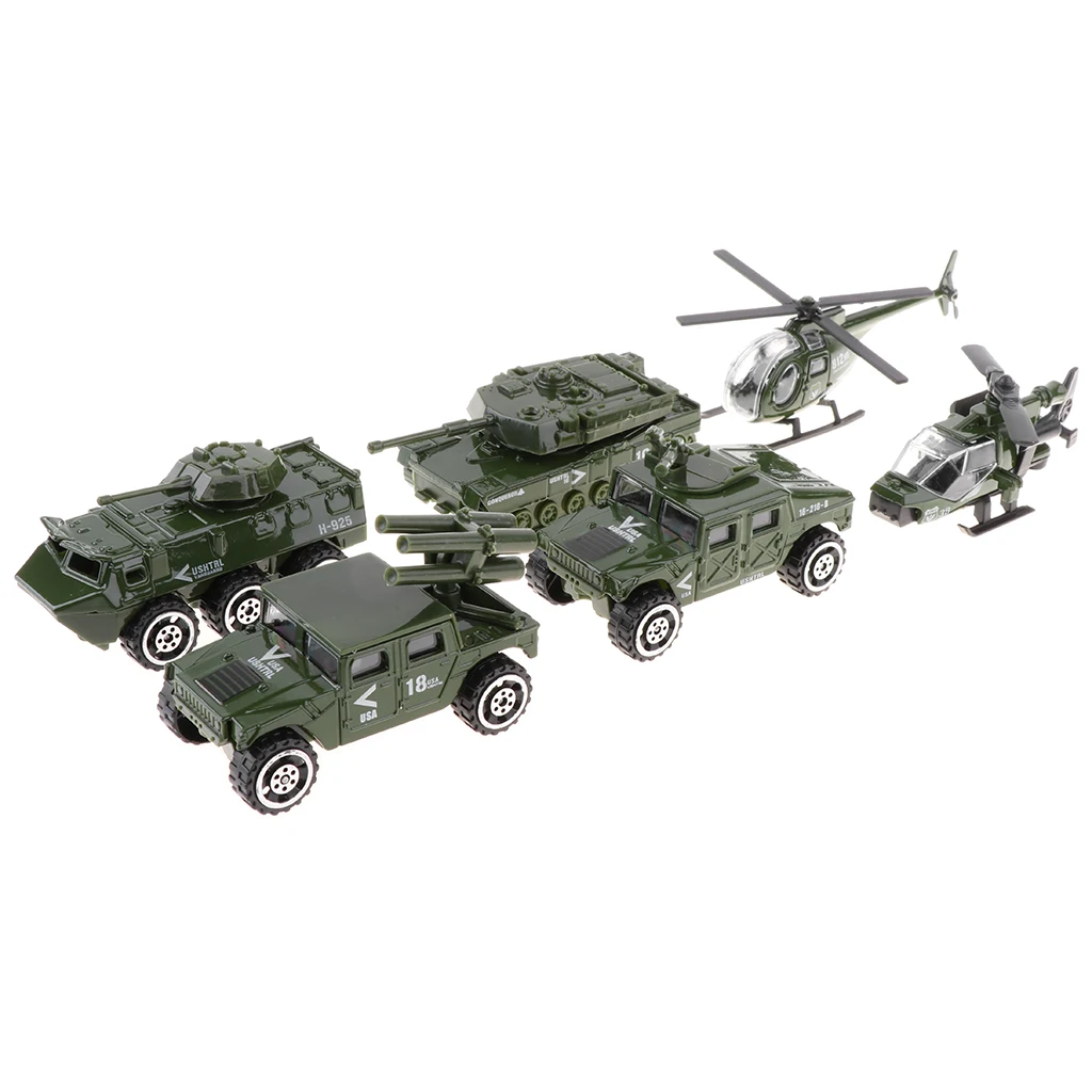 1/87 Die-cast Military Vehicles, 6 in 1 Assorted Metal Army Vehicle Model Car Preschool Learning Toy Collectibles